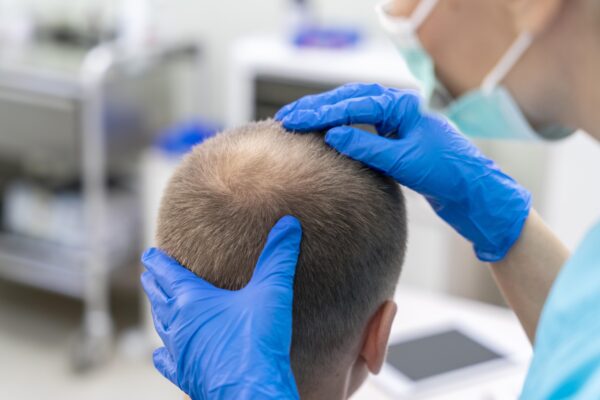 Diagnóstico Capilar -Hombre canoso con un patrón de caída del cabello